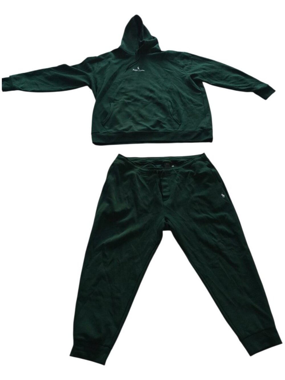 HUNTER GREEN MENS RALPH LAUREN SUIT SET 2XB PANTS HOODED SWEATER 4XLT TALL WARM